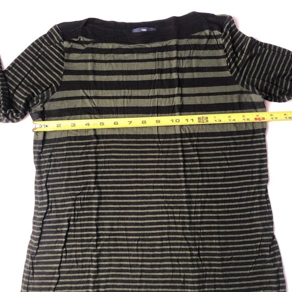 Gap Womens Green Navy Striped 3/4 Sleeve T-Shirt Stretch Size Medium - Picture 4 of 11